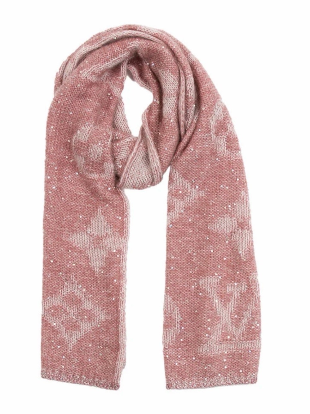 Louis Vuitton Pink Monogram Mohair Scarf with Sequins – Includes Box
